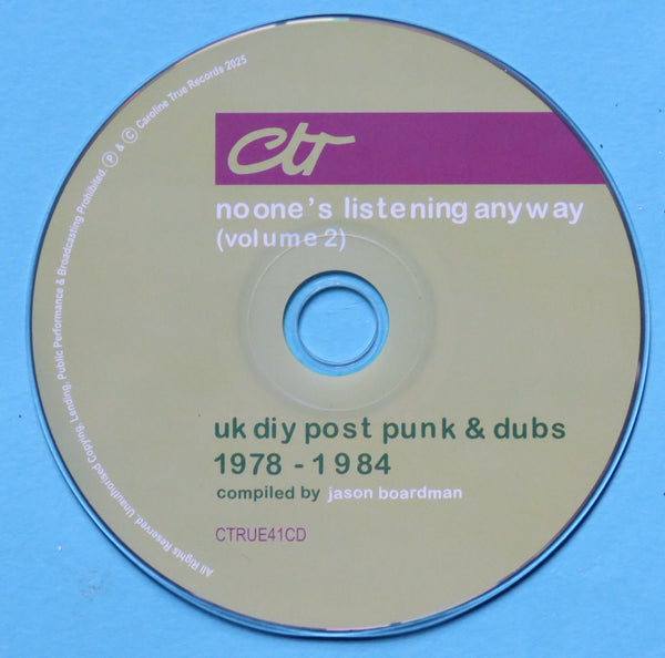No-Ones Listening Anyway - UK DIY Post Punk & Dubs 1978-1984 (Volume 2) Compiled By Jason Boardman CD